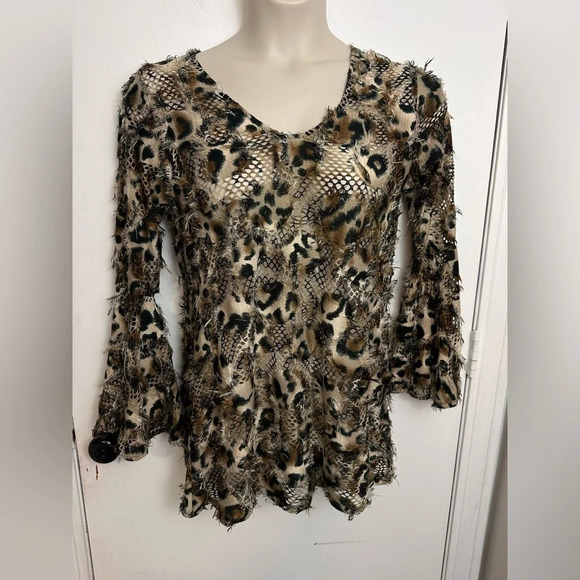 Atmosphere Tops - Leopard print YK2 mesh top sheer from Atmosphere size L #1063